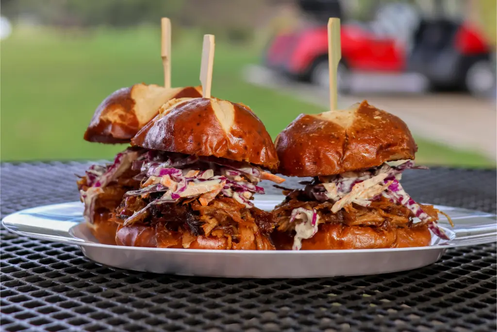 Pulled pork sliders at Mulligan’s Cafe William Land Golf Course Sacramento