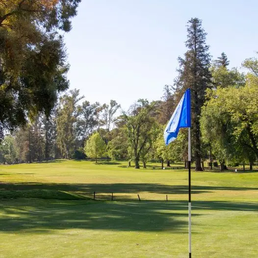 Blue flag on green at William Land Golf Course in Sacramento