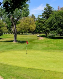 Putting green with red flag at William Land Golf Course in Sacramento