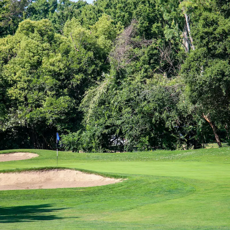 Green with sand bunker at William Land Golf Course in Sacramento